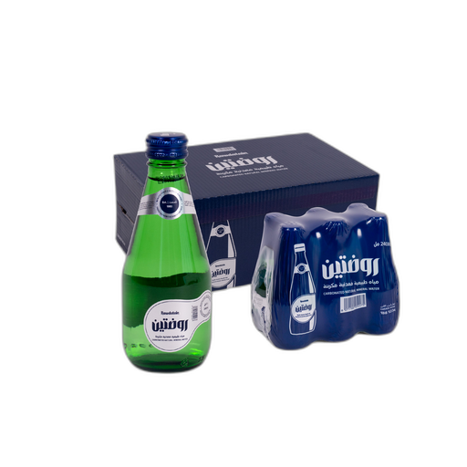 روضتين مياه معدنية طبيعية مكربنة عبوة زجاجية 240 مل شد 24